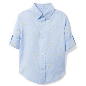 Janie and Jack x Aerin Lauder Linen Palm Tree button Down - Size 4